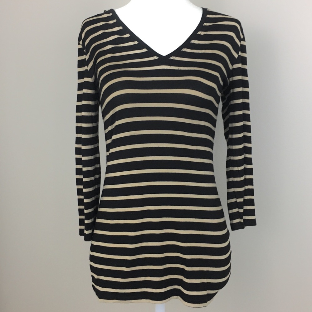 [Max Studio] Black & Tan Striped Shirt